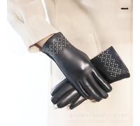 Guanti Da Guida In Pelle Pu Con Rivetti E Fodera Calda In Faux Suede Touchscreen