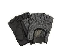 Guanti da guida in pelle, stile retrò, vintage, senza dita, per ciclismo, grigi