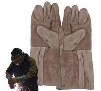 Guanti da in pelle,Guanti da saldatura per Forge | Guanti da campeggio da lavoro da giardinaggio in pelle impermeabili resistenti all'olio per caminetti, saldatori, taglio