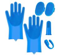 Guanti da lavaggio per cani, 2 pezzi, spazzola per shampoo in silicone, set per la cura dei gatti, guanti per la cura del pelo, per lavare, il bagno, massaggiare, depilazione, setole morbide