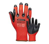 Guanti da lavoro di sicurezza Blackrock Viper Ultra High Grip, palmo in gomma nera testurizzata stampata per impieghi gravosi, presa e durata industriali, uomo-donna, per edilizia, giardinaggio