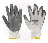 12 GUANTI DA LAVORO SPALMATI NITRILE GRIGIO GLOVEX MAURER TG -7-8-9-10 NORME CE