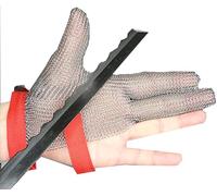 Guanti Da Macellaio,Guanti Antitaglio Guanti Resistenti A Tre Dita In Acciaio Inox, Adatti For La Lavorazione Alimentare,Pesca,Lavorazione Del Taglio, Comune Per Mani Sinistro E Destro 2pcs,XS