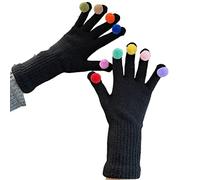 Guanti Da Maglieria Invernali Donne Calde Full Finger Addensano Da Sci Esterno Con Decorazioni Pompon Colorate Uomini Antivento Ciclistica A Colore Solido