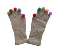 Guanti Da Maglieria Invernali Donne Calde Full Finger Addensano Da Sci Esterno Con Decorazioni Pompon Colorate Uomini Antivento Ciclistica A Colore Solido