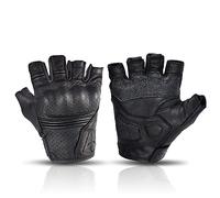 Guanti da moto Guanti da moto estivi in pelle senza dita gialli, mezzi guanti da moto retrò, da uomo e da donna for l'equitazione(Black,XL)