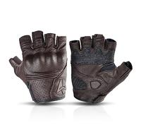 Guanti da moto Guanti da moto estivi in pelle senza dita gialli, mezzi guanti da moto retrò, da uomo e da donna for l'equitazione(Brown,L)