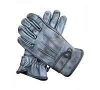 Guanti da motociclista in pelle Distress, classici, alla moda, per ciclomotore, touring, ATV, quad, guida, ciclismo, Nero, L