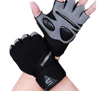 Guanti da palestra per sollevamento pesi, per uomini e donne, supporto per il polso imbottito con presa extra per la protezione del esercizi fitness ciclismo (cinturino da polso lungo, XL)