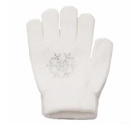 Guanti da pattinaggio artistico, antiscivolo, caldi, elasticizzati, guanti da allenamento per bambini e adulti, per pattinaggio su ghiaccio, competizione, protezione per le mani (S bianco)