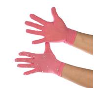 Guanti da pattinaggio per uso competitivo e opzionale, con strass termoindurenti, copertura del palmo in rete elastica e finitura interna che riduce l'attrito (rosa)