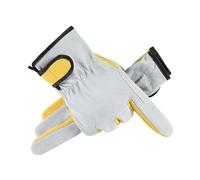 Guanti da saldatura in pelle lavoro resistenti al calore ritardanti di fiamma Forno Camino Forniture for saldatore anti-taglio sul posto(Yellow)