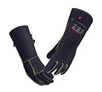 Guanti da saldatura in pelle per donne e uomini, resistenti al calore, a maniche lunghe, per Tig MIG, barbecue, camino, manipolazione animali (S, 35,6 cm)