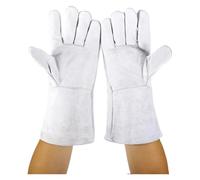 Guanti da saldatura in pelle resistenti al calore/al fuoco for saldatori/forno/camino/maneggiamento di animali/barbecue/animali domestici che afferrano mordono protettivi(GRAY)