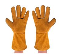 Guanti da saldatura in pelle resistenti al calore/al fuoco for saldatori/forno/camino/maneggiamento di animali/barbecue/animali domestici che afferrano mordono protettivi(Yellow)