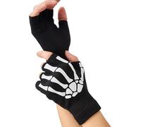 Guanti da scheletro per donne uomini adulti Halloween guanti scheletro senza dita teschio guanti gotici bagliore nel buio lupo artiglio Halloween costume guanti diavolo strega fantasma osso touch