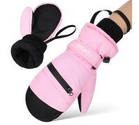 Guanti da Sci Donna Invernali, 1 Paio, Vestibilità Aderente Rosa | Palmo Antiscivolo Rinforzato, Nylon e Cotone, Laccio al Polso, per Snowboard e Uscite Cicliche
