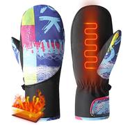 Guanti da sci, guanti invernali impermeabili da donna, motivo graffiti, guanti invernali caldi, antiscivolo per il freddo, guanti da sci per l'inverno, sci, snowboard