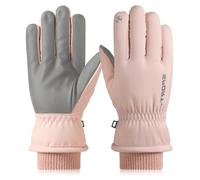 Guanti da sci invernali da donna e uomo, antivento, impermeabili, adatti per corsa, ciclismo, escursionismo, guida, passeggiate, digitazione, congelatore, sport, calcio, tiro, gioco (donna-rosa)