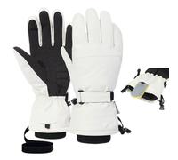 Guanti Da Sci PRO Con Tutore Polso Supporto Protezione, Guanti Termici Impermeabili Con Touchscreen Per Sci Snowboard (Bianco,L)