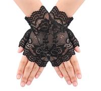 Guanti Da Tè - Guanti Corti in Pizzo - Accessori Per Costumi In Maglia Trasparente Anti Sole Per Donne E Signore Per Matrimonio Ballo Serata Cosplay E Per Feste