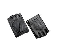 Guanti da uomo in pelle di capra senza dita, antiscivolo, resistenti, con mezze dita, sottili, neri, 1 l