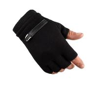 Guanti da uomo senza dita in pelle scamosciata nera grigia dita guanti elastici da uomo guanti da bici all'aperto guanti invernali caldi (velluto nero)