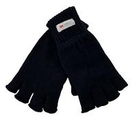 Guanti da uomo termici 3M Thinsulate senza dita in maglia nera, Nero , L/XL