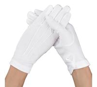 Guanti di cotone da donna bianchi guanti con bottone automatico sottoguanti guanti in tessuto elastici formali smokings cerimoniali gioielli da uomo guanti da servizio mani asciutte, bianco, taglia