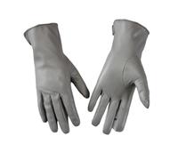 Guanti di cuoio diritti sfoderati singoli del touch screen della pelle di pecora sottile delle donne che guidano, Grigio chiaro, 6 12