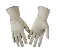 Guanti di cuoio diritti sfoderati singoli del touch screen della pelle di pecora sottile delle donne che guidano, Beige, 6 12