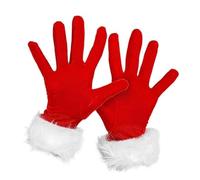 Guanti di Natale per le donne, guanti di Babbo Natale, Abito fantasia, Guanti da festa, Guanti di Abbigliamento di Gioco di Ruolo in VellutoRosso, Guanti Caldi Invernali, Guanti a cinque dita, lana, C