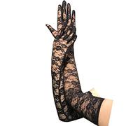 Guanti di pizzo per le donne, guanti da sposa floreali, guanti da opera nera, guanti da ballo elasticizzati di lunghezza del gomito, accessori del costume di Halloween Cosplay