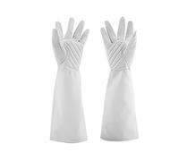 Guanti di potatura rosa, lunghi guanti da giardinaggio in pelle per uomini e donne, strumenti da giardino per giardiniere, lavoro da cortile (Bianco)