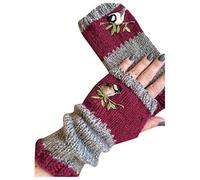 Guanti Donna Invernali a Maglia con Ricami Eleganti Morbidi e Caldi Perfetti per l'Inverno Stile Raffinato per Donne che Amano i Dettagli Ricamati nei loro Accessori