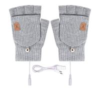 Guanti elettrici - Guanti riscaldanti rimovibili per l'inverno, caldi e ricaricabili, per uomo, corsa a piedi, riscaldanti senza dita, per freddo, ufficio a casa, sport, guida, grigio, Se
