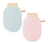 Guanti esfolianti per il corpo, 2 pezzi, guanti da bagno per esfoliare e rimuovere le cellule morte - esfoliante spazzolino, design ergonomico per tutti i tipi di mani, rosa chiaro + verde chiaro