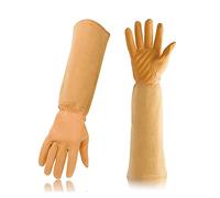 Guanti for potatura rosa for uomo e donna da giardinaggio a prova di spine lunghi, in pelle suino traspirante, miglior giardino regali strumenti for giardiniere(Brown S)