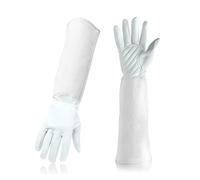 Guanti for potatura rosa for uomo e donna da giardinaggio a prova di spine lunghi, in pelle suino traspirante, miglior giardino regali strumenti for giardiniere(White S)