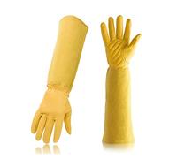 Guanti for potatura rosa for uomo e donna da giardinaggio a prova di spine lunghi, in pelle suino traspirante, miglior giardino regali strumenti for giardiniere(Yellow S)