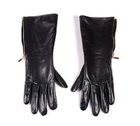 Guanti Guanti Lunghi in Pelle da Uomo Inverno con Il Caldo d'oro Maschile Cerniera Visualizza Nera Spessa Mano (Color : Black, Gloves Size : XL)