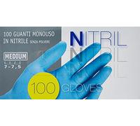 Tulip Guanti In Nitrile Monouso Azzurri Senza Polvere Medium Size 7-7,5 100pz