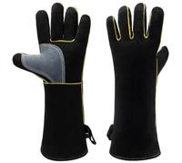 Guanti ignifughi Calore e guanti di saldatura in pelle resistenti al fuoco non slip per camino, fornello, forno, griglia, saldatura, barbecue, mig, supporto per pentole, maneggevolezza degli a