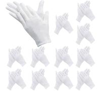 Guanti in cotone bianco, 12 paia guanti in tessuto bianco, guanti in cotone per cura, comodi e traspiranti, per cura della pelle, l'esame dei gioielli, lavoro quotidiano, bianco