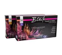 Guanti in lattice neri resistenti non talcati,monouso estetista misura L