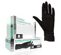 Guanti in Nitrile, 200 pezzi scatole (M, Nero), guanti da visita monouso, senza polvere, guanti per la pulizia, cucina sanitaria, pulizia della cucina, senza lattice, pulizia sicurezza manipolazione d