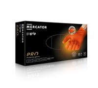 Guanti in nitrile arancioni monouso gogrip MERCATOR PRO arancio senza talco PZ50