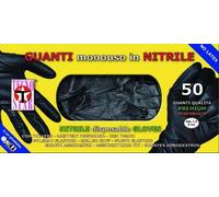Guanti In Nitrile Monouso Tecnostar Neri Rinforzati, Senza Polvere, Manica Lunga