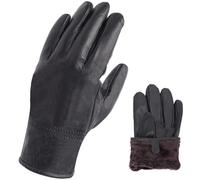 Guanti in vera pelle per uomo e donna, guanti invernali caldi con interno in pile per tempo freddo, guida e ciclismo all'aperto