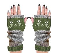 Guanti Invernali a Maglia Senza Dita,Ricamo Gatto Riscaldamento Esterno - Guanti Caldi Con Dita Aperte | Per Amanti Dei Gatti Donne Ragazze Adolescenti Shopping Passeggiate Festival Fotografia